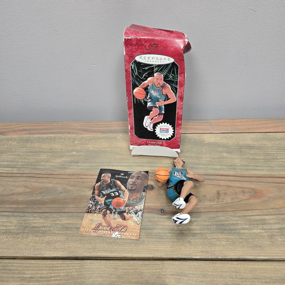 1998 Hallmark Keepsake Hoop Stars Grant Hill Ornament Detroit Pistons Box Card